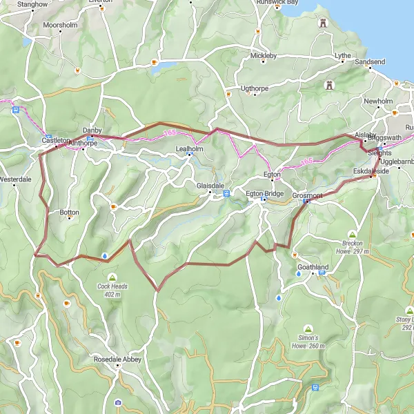 Map miniature of "Sleights Gravel Adventure" cycling inspiration in North Yorkshire, United Kingdom. Generated by Tarmacs.app cycling route planner