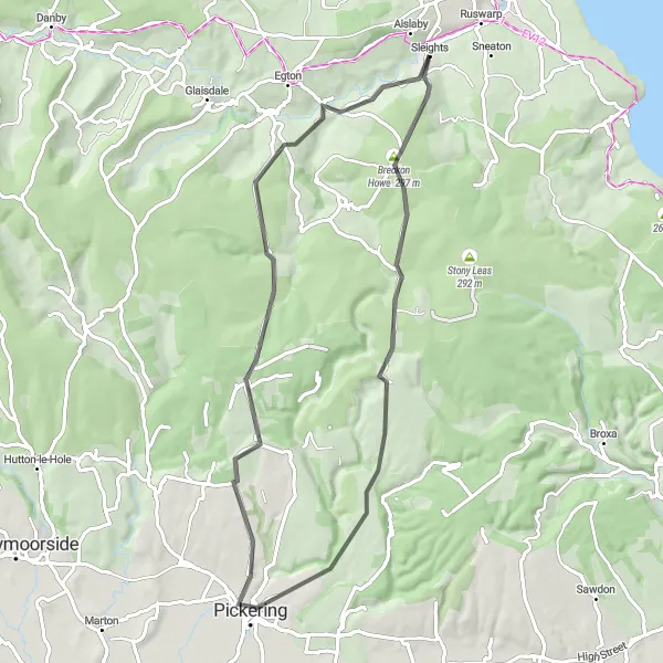 Map miniature of "Sleights and Iburndale Loop" cycling inspiration in North Yorkshire, United Kingdom. Generated by Tarmacs.app cycling route planner