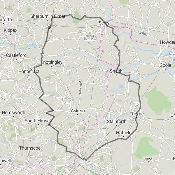 Map miniature of "Yorkshire Countryside Loop" cycling inspiration in North Yorkshire, United Kingdom. Generated by Tarmacs.app cycling route planner