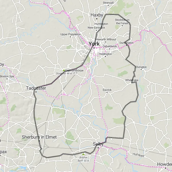 Map miniature of "Historic Yorkshire Tour" cycling inspiration in North Yorkshire, United Kingdom. Generated by Tarmacs.app cycling route planner