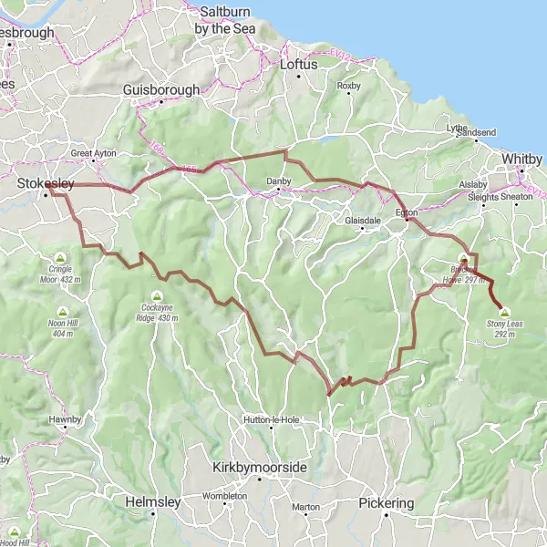 Map miniature of "North Yorkshire Gravel Adventure" cycling inspiration in North Yorkshire, United Kingdom. Generated by Tarmacs.app cycling route planner