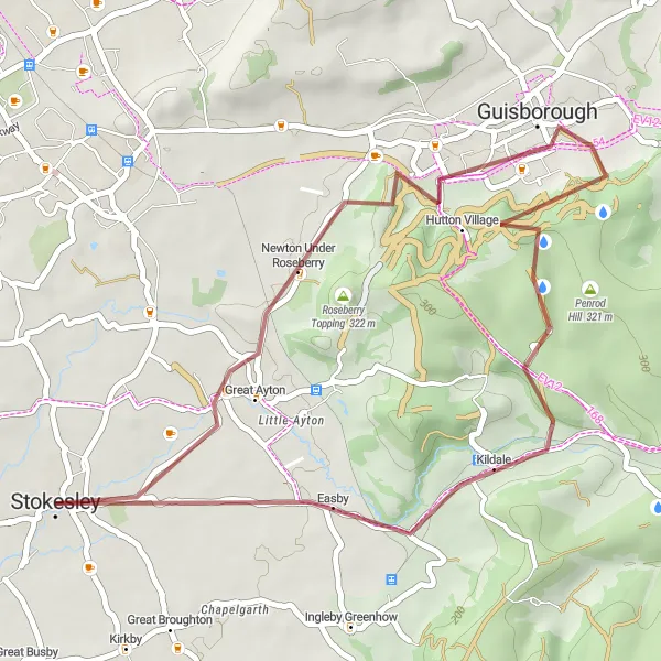 Map miniature of "Gravel Adventure to Guisborough" cycling inspiration in North Yorkshire, United Kingdom. Generated by Tarmacs.app cycling route planner