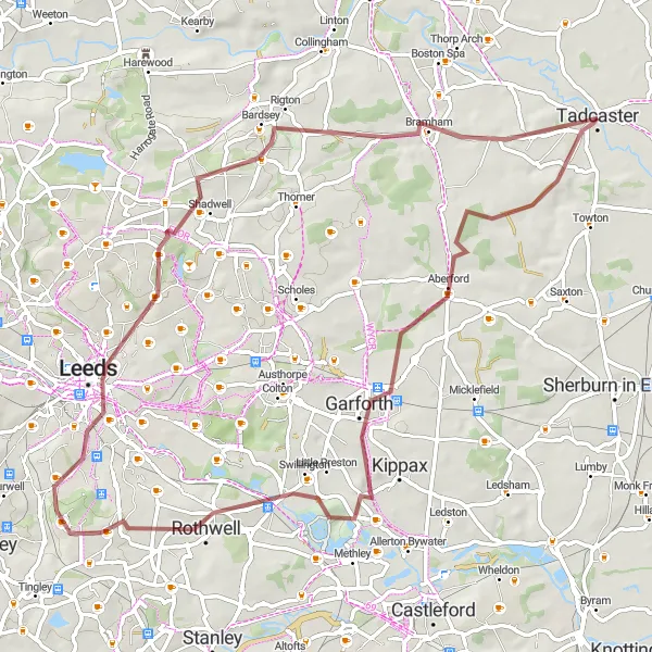 Map miniature of "Hidden Gravel Gem" cycling inspiration in North Yorkshire, United Kingdom. Generated by Tarmacs.app cycling route planner