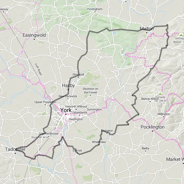 Map miniature of "Yorkshire Road Adventure" cycling inspiration in North Yorkshire, United Kingdom. Generated by Tarmacs.app cycling route planner