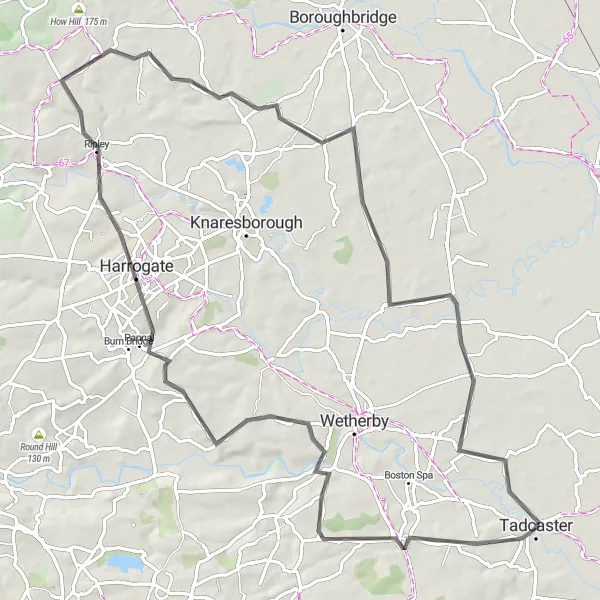 Map miniature of "Scenic Road Tour" cycling inspiration in North Yorkshire, United Kingdom. Generated by Tarmacs.app cycling route planner