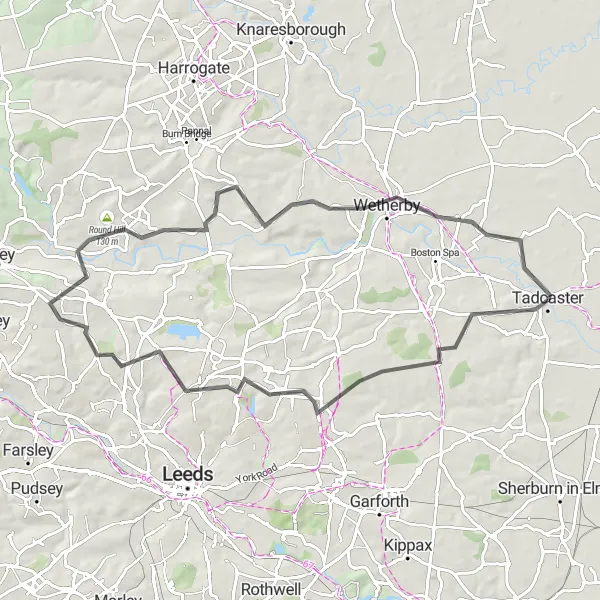 Map miniature of "Rolling Road Adventure" cycling inspiration in North Yorkshire, United Kingdom. Generated by Tarmacs.app cycling route planner