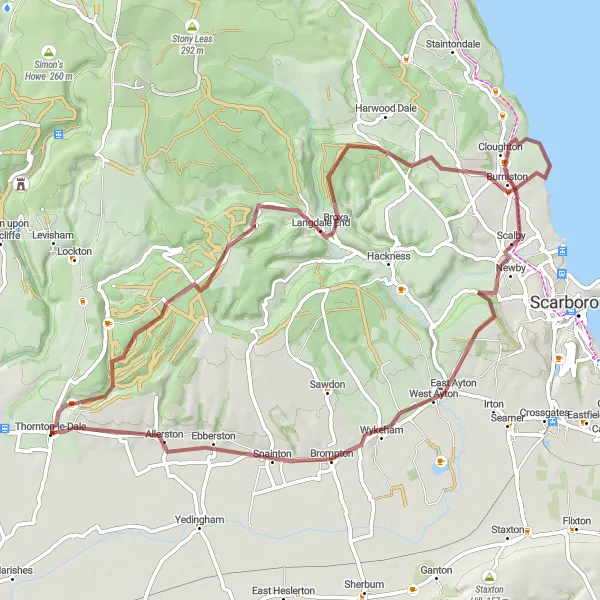 Map miniature of "Emerald Gravel Route" cycling inspiration in North Yorkshire, United Kingdom. Generated by Tarmacs.app cycling route planner