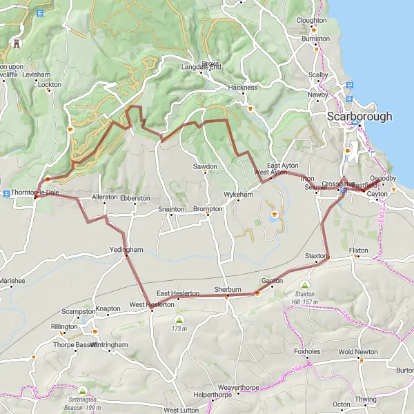 Map miniature of "Moors and Coast" cycling inspiration in North Yorkshire, United Kingdom. Generated by Tarmacs.app cycling route planner