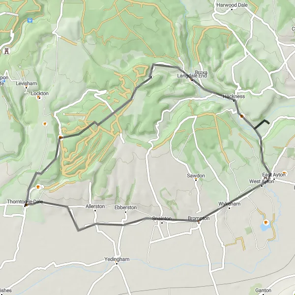 Map miniature of "Hackness Road Loop" cycling inspiration in North Yorkshire, United Kingdom. Generated by Tarmacs.app cycling route planner