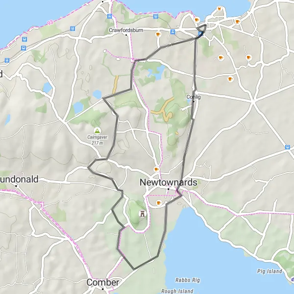 Map miniature of "Scenic Exploration" cycling inspiration in Northern Ireland, United Kingdom. Generated by Tarmacs.app cycling route planner