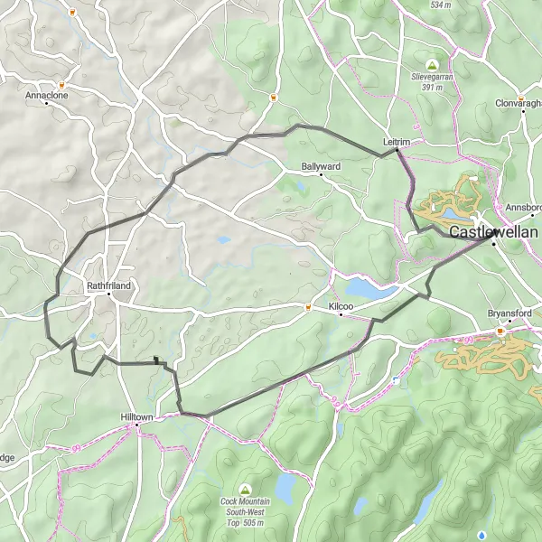 Map miniature of "Burrenbridge Adventure" cycling inspiration in Northern Ireland, United Kingdom. Generated by Tarmacs.app cycling route planner