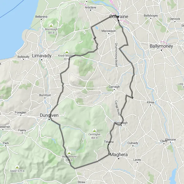 Map miniature of "The Drumsurn Circuit" cycling inspiration in Northern Ireland, United Kingdom. Generated by Tarmacs.app cycling route planner