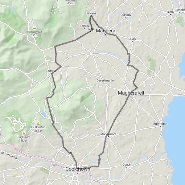 Map miniature of "Maghera Meadows" cycling inspiration in Northern Ireland, United Kingdom. Generated by Tarmacs.app cycling route planner