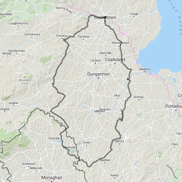 Map miniature of "Navan's Hidden Gems" cycling inspiration in Northern Ireland, United Kingdom. Generated by Tarmacs.app cycling route planner