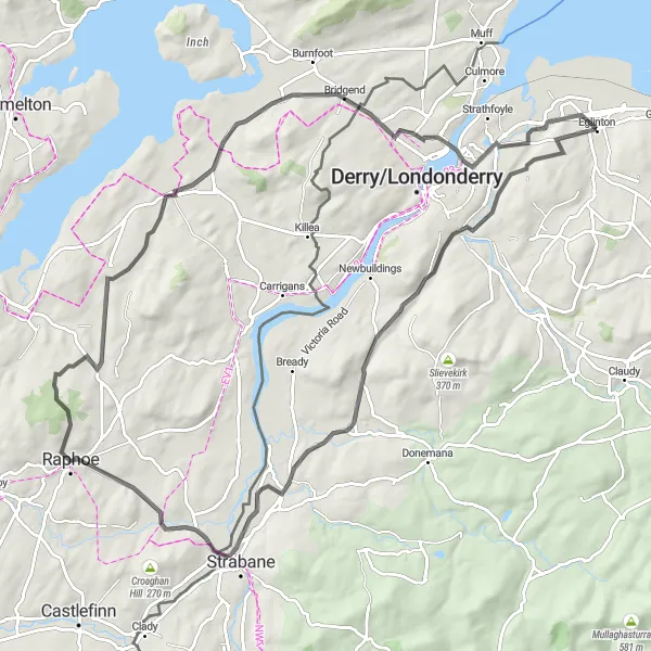 Map miniature of "Scenic Countryside Ride" cycling inspiration in Northern Ireland, United Kingdom. Generated by Tarmacs.app cycling route planner