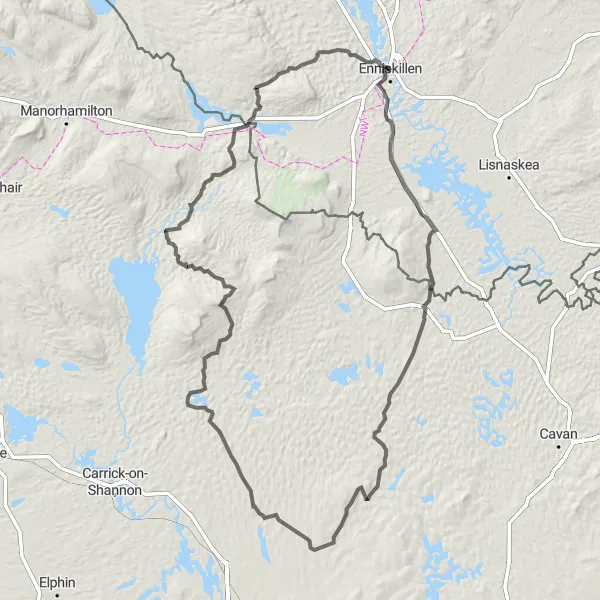 Map miniature of "Lough MacNean Tour" cycling inspiration in Northern Ireland, United Kingdom. Generated by Tarmacs.app cycling route planner