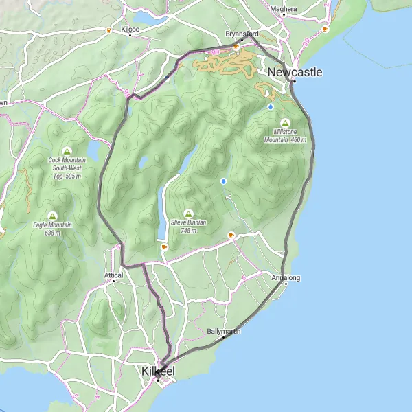 Map miniature of "Pigeon Rock Mountain Loop" cycling inspiration in Northern Ireland, United Kingdom. Generated by Tarmacs.app cycling route planner