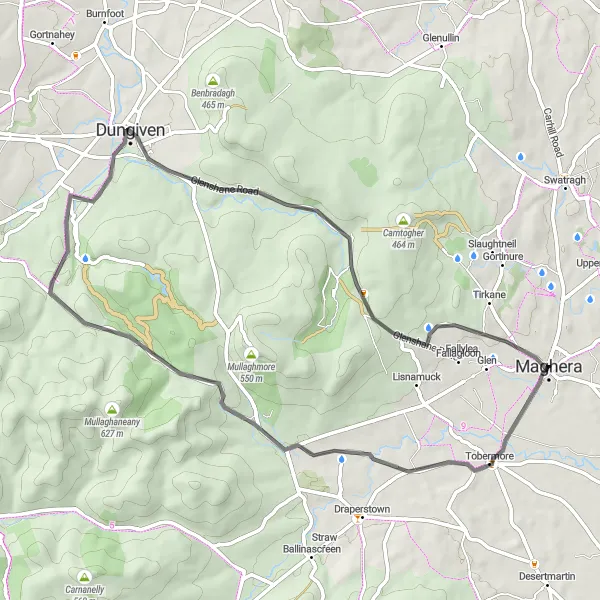 Map miniature of "Maghera to Tobermore Circuit" cycling inspiration in Northern Ireland, United Kingdom. Generated by Tarmacs.app cycling route planner