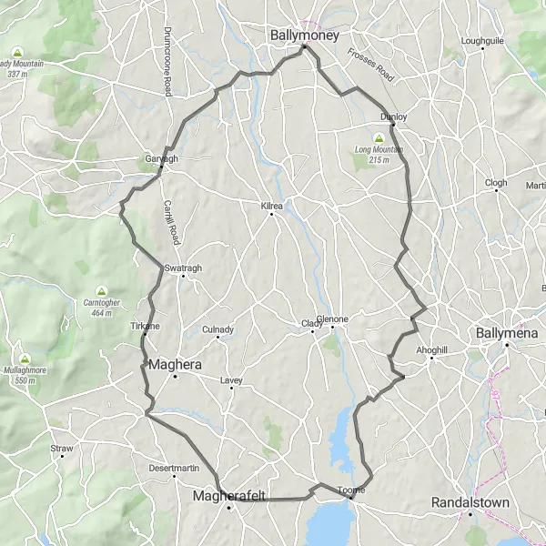 Map miniature of "Charming Countryside Adventure" cycling inspiration in Northern Ireland, United Kingdom. Generated by Tarmacs.app cycling route planner