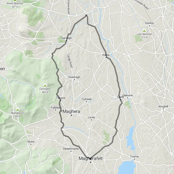 Map miniature of "Immerse in Nature's Charm" cycling inspiration in Northern Ireland, United Kingdom. Generated by Tarmacs.app cycling route planner