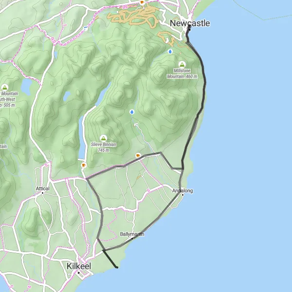 Map miniature of "Coastal Delight" cycling inspiration in Northern Ireland, United Kingdom. Generated by Tarmacs.app cycling route planner