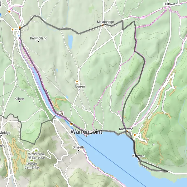 Map miniature of "Scenic Countryside" cycling inspiration in Northern Ireland, United Kingdom. Generated by Tarmacs.app cycling route planner