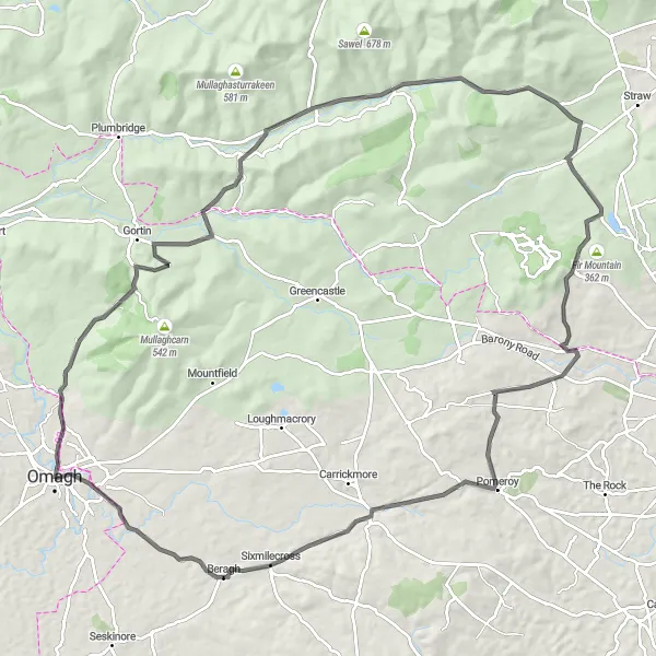 Map miniature of "The Glen Forest Loop" cycling inspiration in Northern Ireland, United Kingdom. Generated by Tarmacs.app cycling route planner