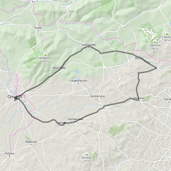 Map miniature of "Greencastle Circuit" cycling inspiration in Northern Ireland, United Kingdom. Generated by Tarmacs.app cycling route planner