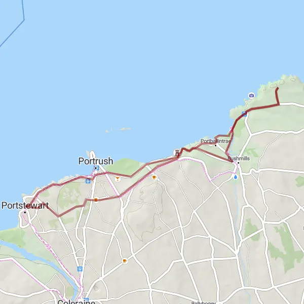 Map miniature of "Gravel Bay Trail" cycling inspiration in Northern Ireland, United Kingdom. Generated by Tarmacs.app cycling route planner