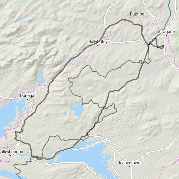 Map miniature of "The Wild Atlantic Way" cycling inspiration in Northern Ireland, United Kingdom. Generated by Tarmacs.app cycling route planner