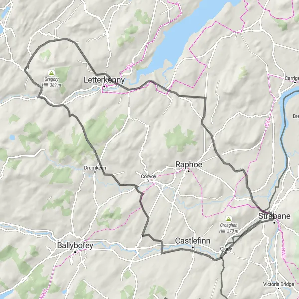 Map miniature of "Explore the Beauty of Strabane" cycling inspiration in Northern Ireland, United Kingdom. Generated by Tarmacs.app cycling route planner