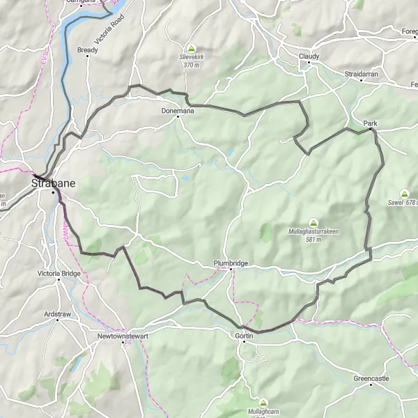 Map miniature of "Nestled in the Irish Countryside" cycling inspiration in Northern Ireland, United Kingdom. Generated by Tarmacs.app cycling route planner