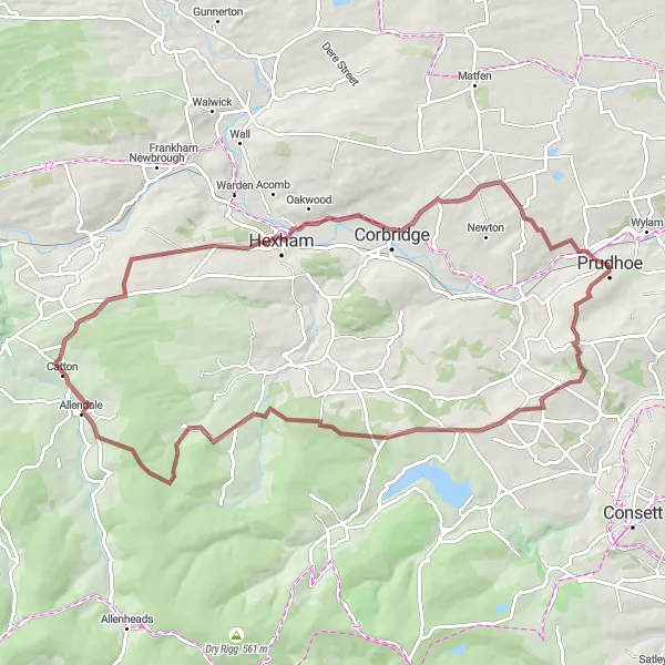 Map miniature of "Northumberland Gravel Escape: A Thrilling Off-Road Adventure" cycling inspiration in Northumberland and Tyne and Wear, United Kingdom. Generated by Tarmacs.app cycling route planner