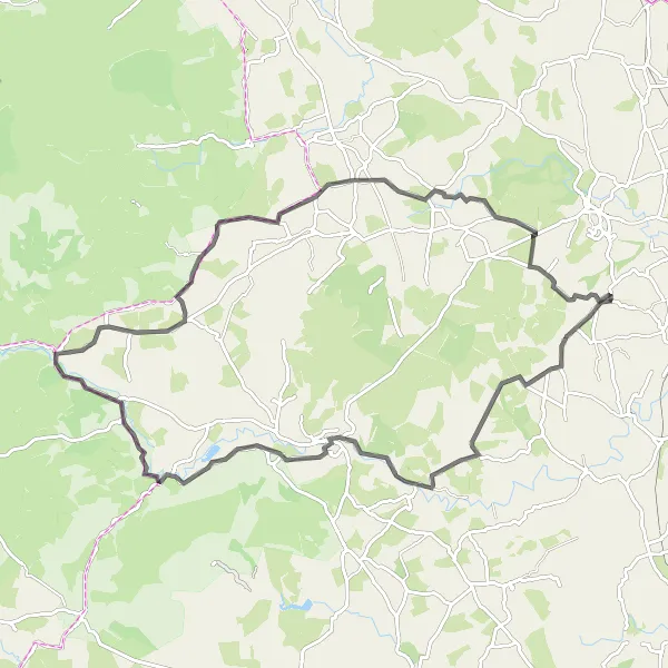 Map miniature of "Climbing Challenge" cycling inspiration in Northumberland and Tyne and Wear, United Kingdom. Generated by Tarmacs.app cycling route planner