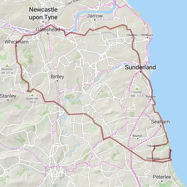 Map miniature of "Tyne and Wear Explorer" cycling inspiration in Northumberland and Tyne and Wear, United Kingdom. Generated by Tarmacs.app cycling route planner