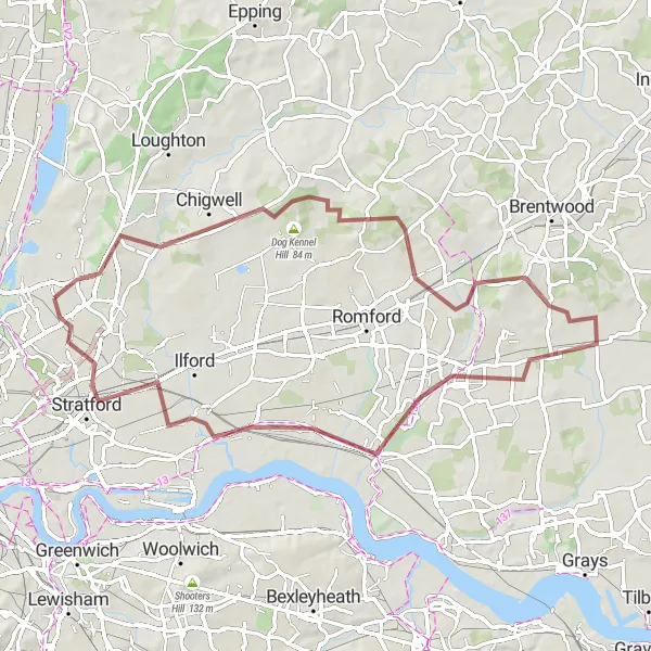 Map miniature of "Walthamstow Gravel Adventure" cycling inspiration in Outer London — East and North East, United Kingdom. Generated by Tarmacs.app cycling route planner