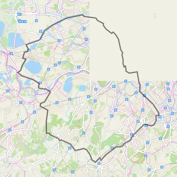 Map miniature of "The Riverside Ride" cycling inspiration in Outer London — South, United Kingdom. Generated by Tarmacs.app cycling route planner