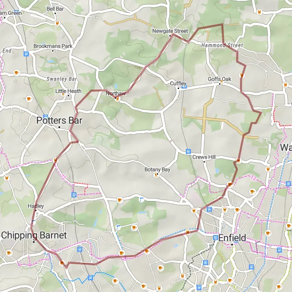 Map miniature of "Exploring Rural Routes" cycling inspiration in Outer London — West and North West, United Kingdom. Generated by Tarmacs.app cycling route planner