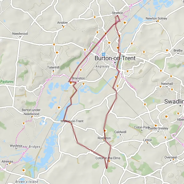 Map miniature of "Nature's Paradise: Woodlands and Wildlife" cycling inspiration in Shropshire and Staffordshire, United Kingdom. Generated by Tarmacs.app cycling route planner