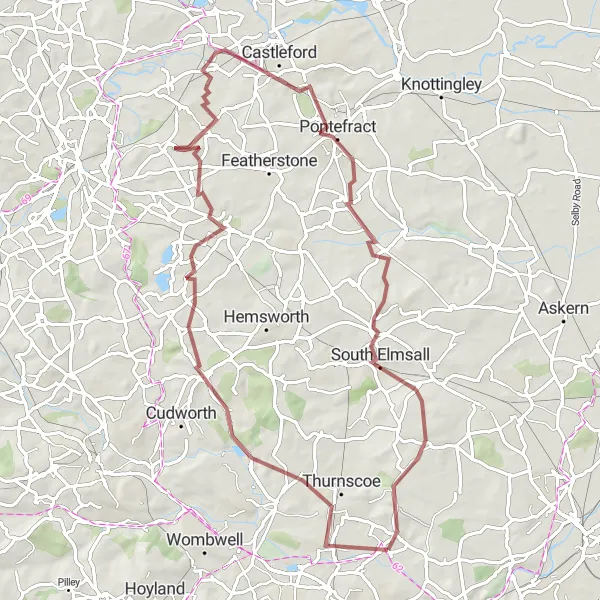 Map miniature of "The Ultimate Gravel Challenge" cycling inspiration in South Yorkshire, United Kingdom. Generated by Tarmacs.app cycling route planner