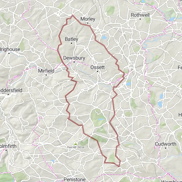 Map miniature of "Cawthorne Circle" cycling inspiration in South Yorkshire, United Kingdom. Generated by Tarmacs.app cycling route planner