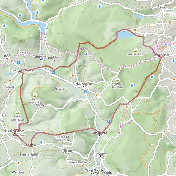 Map miniature of "Gravel Adventure in Peak District" cycling inspiration in South Yorkshire, United Kingdom. Generated by Tarmacs.app cycling route planner