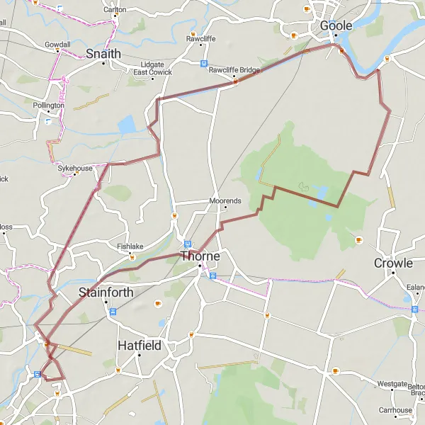 Map miniature of "The Moors and Fields Adventure" cycling inspiration in South Yorkshire, United Kingdom. Generated by Tarmacs.app cycling route planner