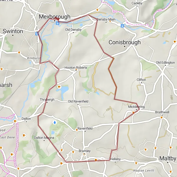 Map miniature of "Denaby Main to Wickersley Gravel Adventure" cycling inspiration in South Yorkshire, United Kingdom. Generated by Tarmacs.app cycling route planner