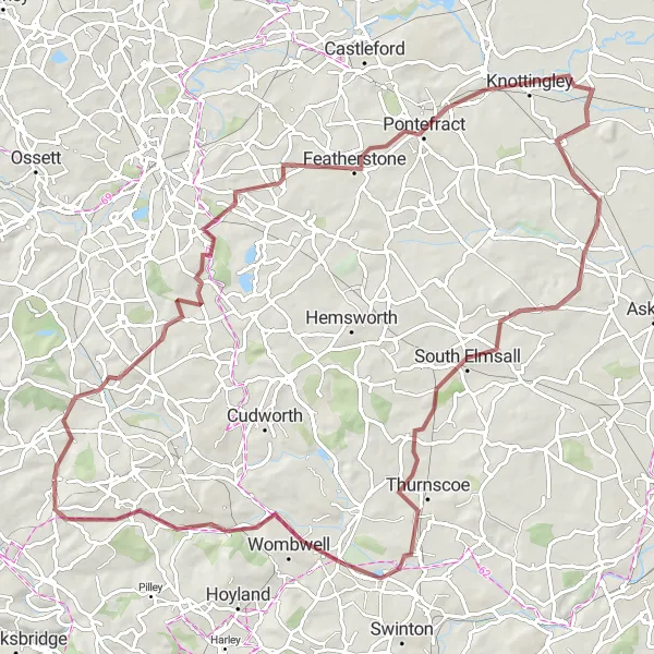 Map miniature of "Silkstone to Stone Circle" cycling inspiration in South Yorkshire, United Kingdom. Generated by Tarmacs.app cycling route planner