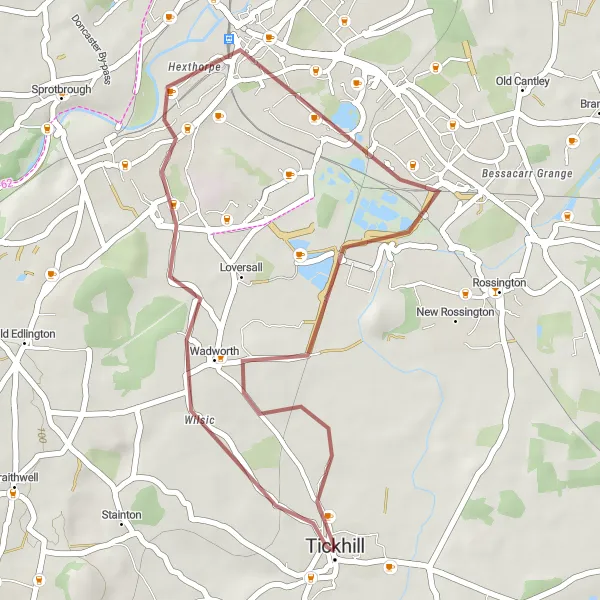 Map miniature of "Doncaster Delights" cycling inspiration in South Yorkshire, United Kingdom. Generated by Tarmacs.app cycling route planner