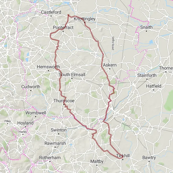 Map miniature of "Nature and Heritage Tour" cycling inspiration in South Yorkshire, United Kingdom. Generated by Tarmacs.app cycling route planner