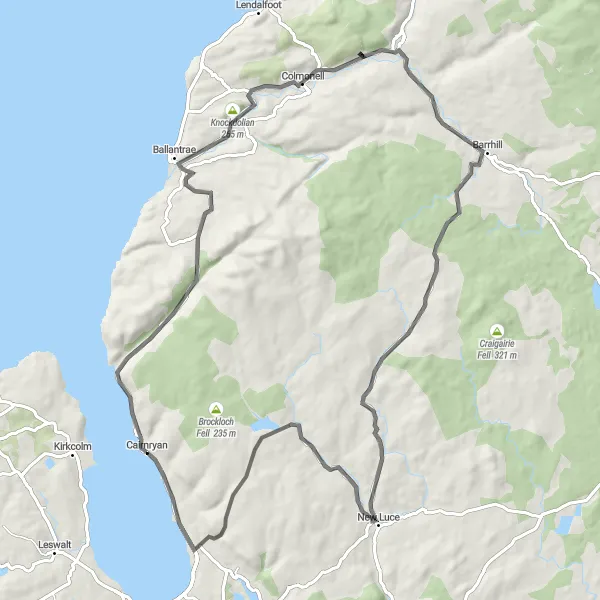 Map miniature of "Hidden Gems" cycling inspiration in Southern Scotland, United Kingdom. Generated by Tarmacs.app cycling route planner
