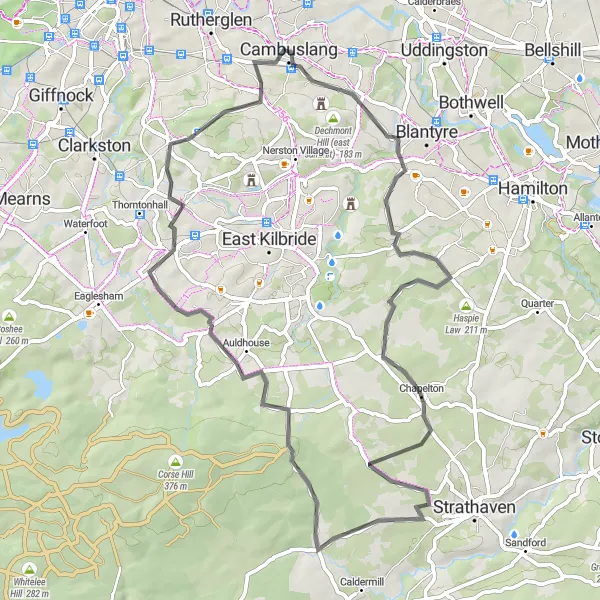 Map miniature of "The Southside Explorer" cycling inspiration in Southern Scotland, United Kingdom. Generated by Tarmacs.app cycling route planner