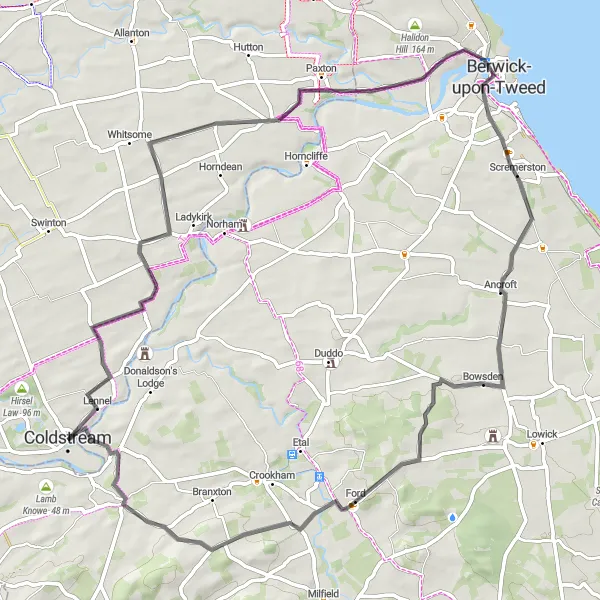 Map miniature of "Coastal Exploration Ride" cycling inspiration in Southern Scotland, United Kingdom. Generated by Tarmacs.app cycling route planner